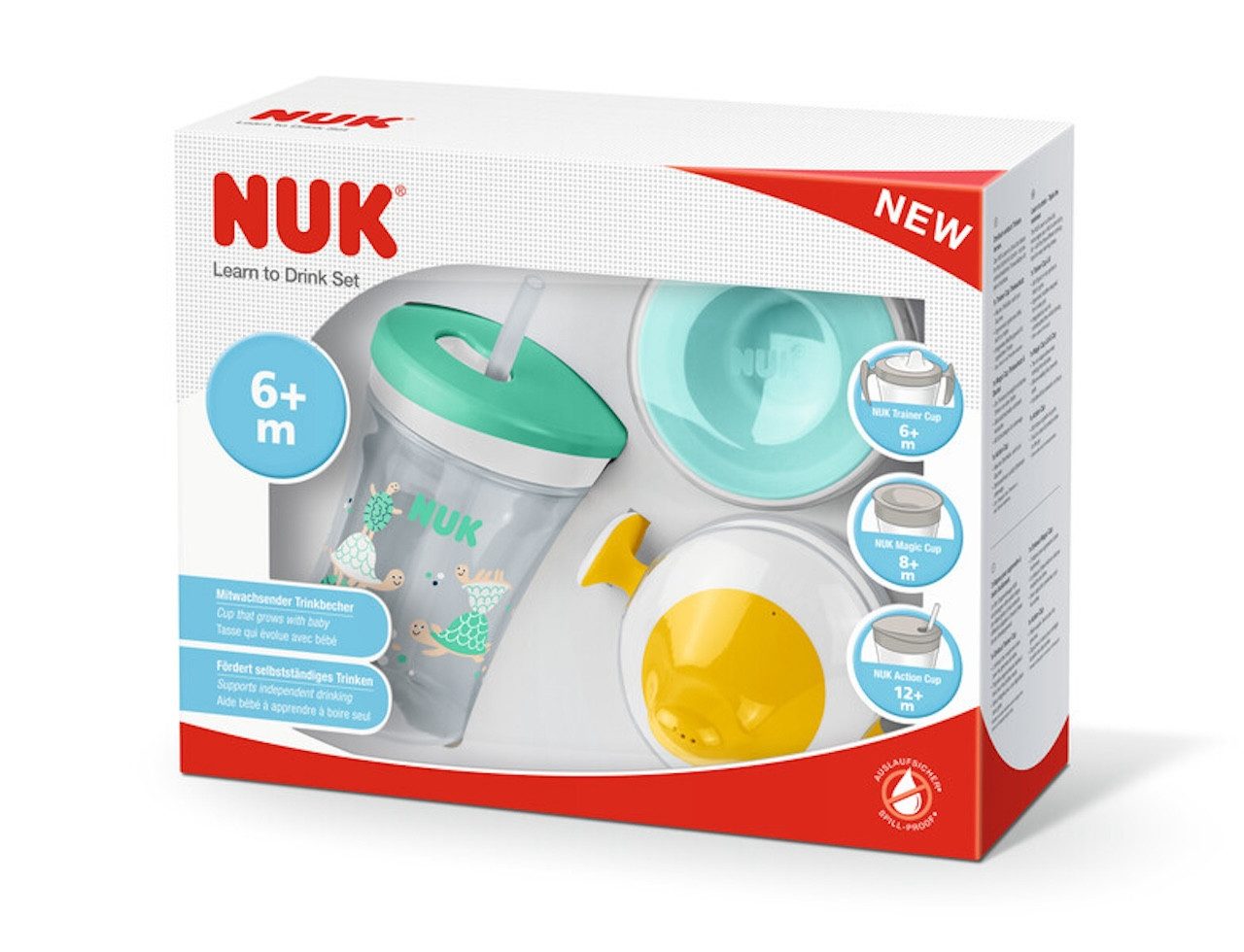 NUK Babyflasche NUK 3-in-1 Trinklernset Trainer Cup, Magic Cup, Action Cup