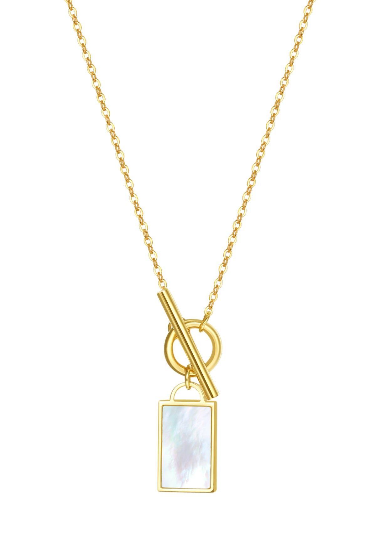 Kette mit Anhänger Kette Viereck Anhänger Muschelschale, 18K Gold Roségold