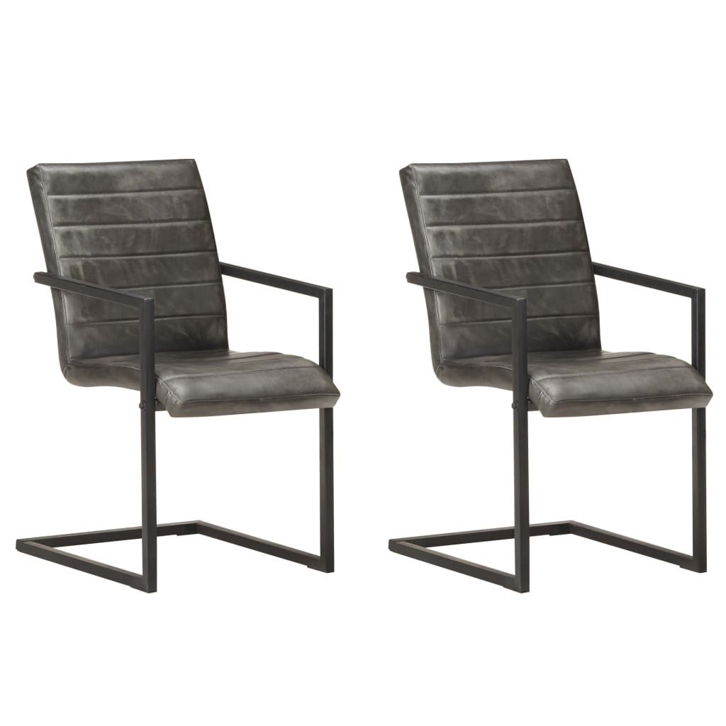 furnicato Esszimmerstuhl Freischwinger 51x56x91 cm in Grau und Schwarz (2 St), Gepolsterte Sitzgruppe im Retro-Look mit stabilem Eisengestell