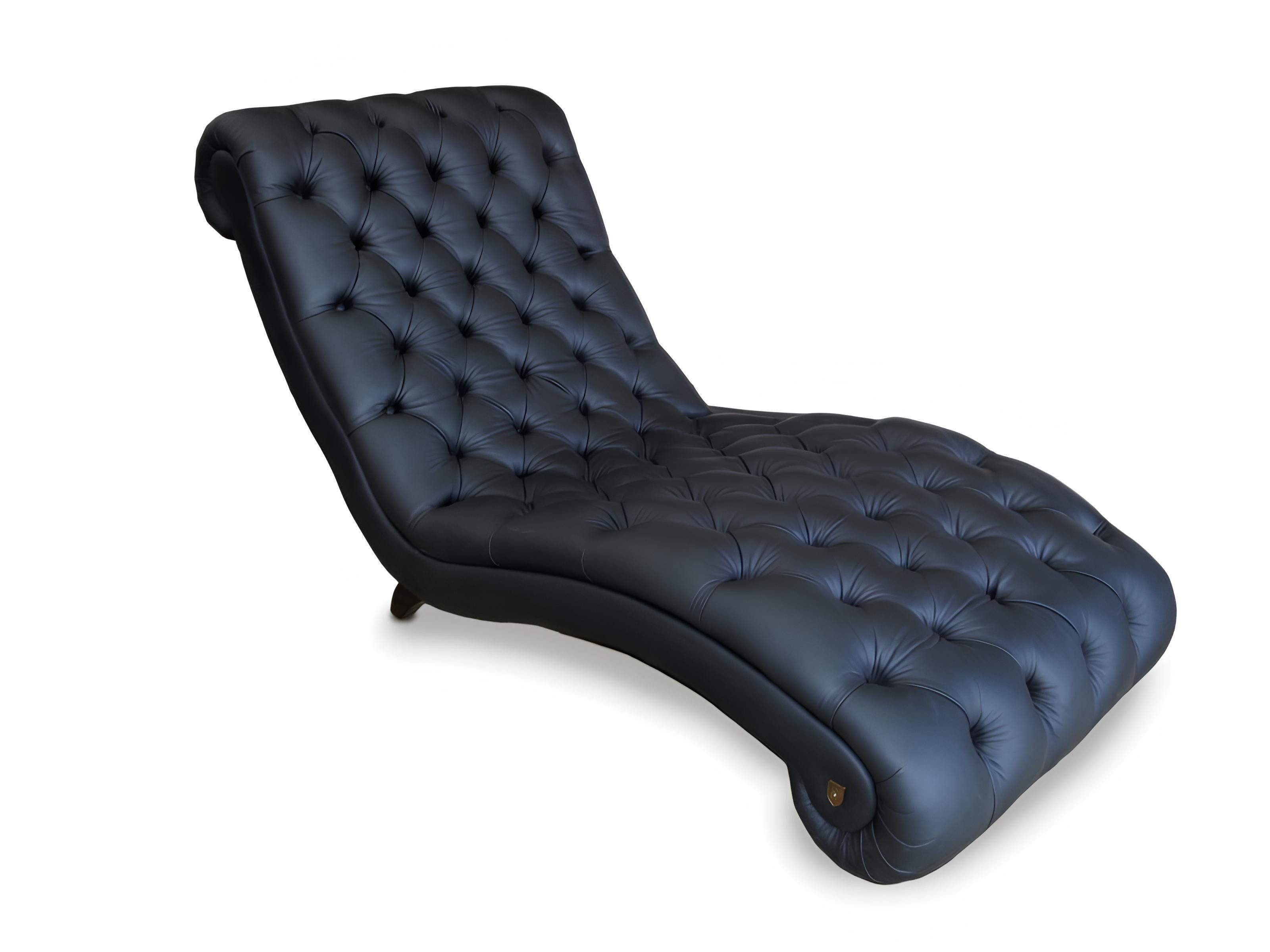 JVmoebel Chaiselongue Chesterfield Liege im Vintage-Stil mit Kristallen aus Leder, Made in Europa