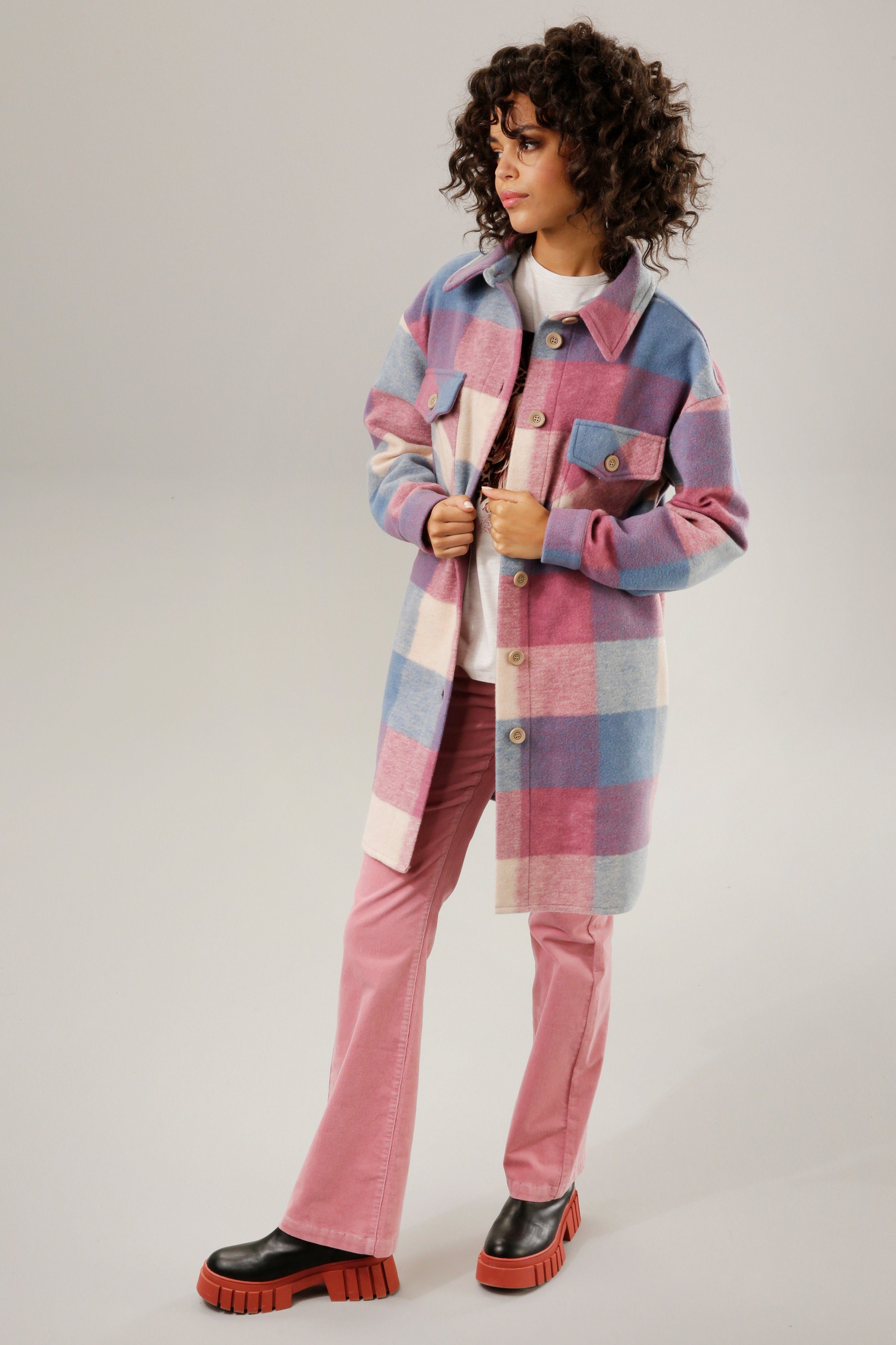 Aniston CASUAL Fleecejacke im Karo-Dessin