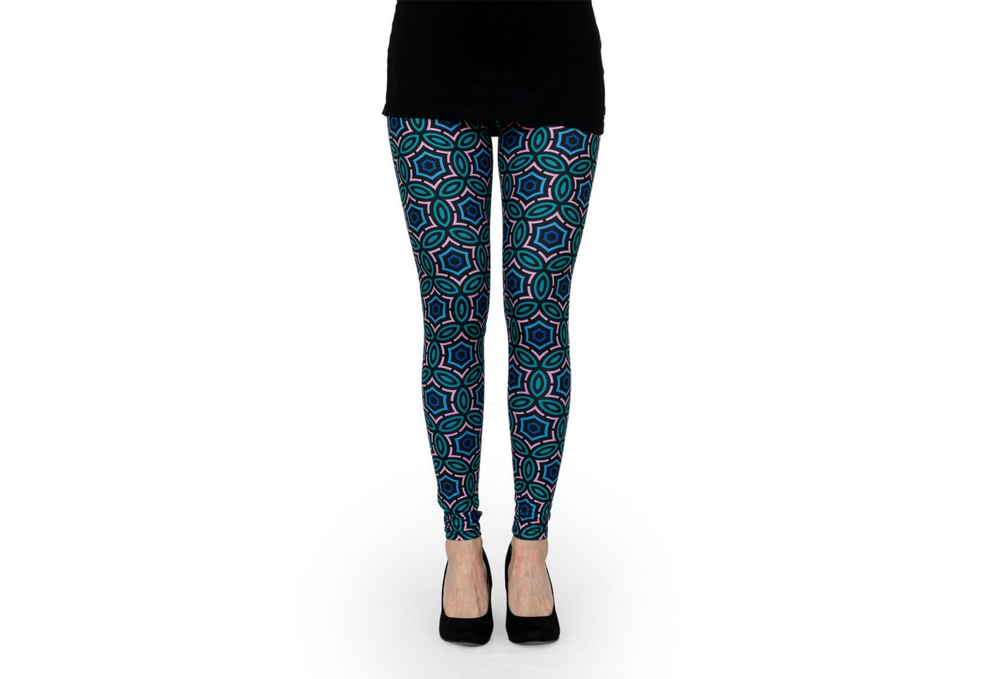 cosey Leggings Motiv-Leggings (Einheitsgröße) - Design Arabesque (auffällige Motiv-Prints • figurbetonte Passform • schnelltrocknend, Einzelartikel) Design Arabesque