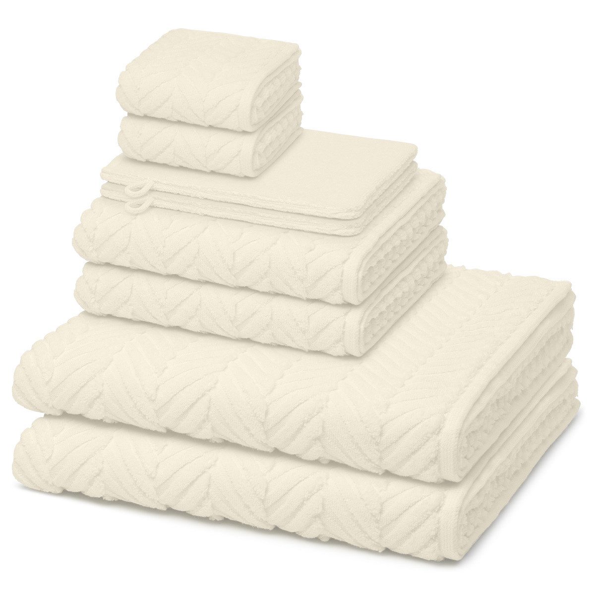 ROSS Handtuch Set Sensual Skin, Walkfrottee (Spar-Set, 8-St), 2 X Wasch- 2 X Gäste- 2 X Dusch- 2 X Handtuch im Set - Baumwolle