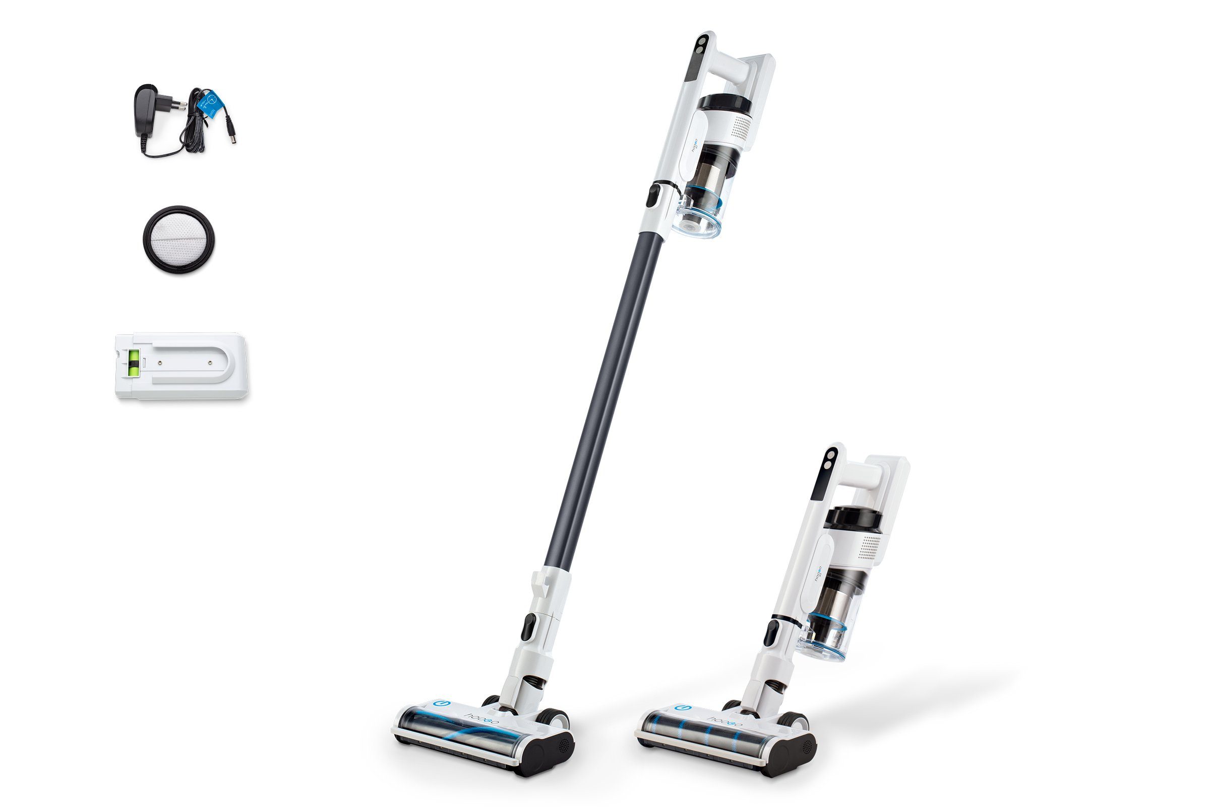 hoogo Akku-Hand-und Stielstaubsauger S3, 330 W, beutellos, 50min Laufzeit, für Всеrgiker, Tierhaare, Qualität aus Deutschland