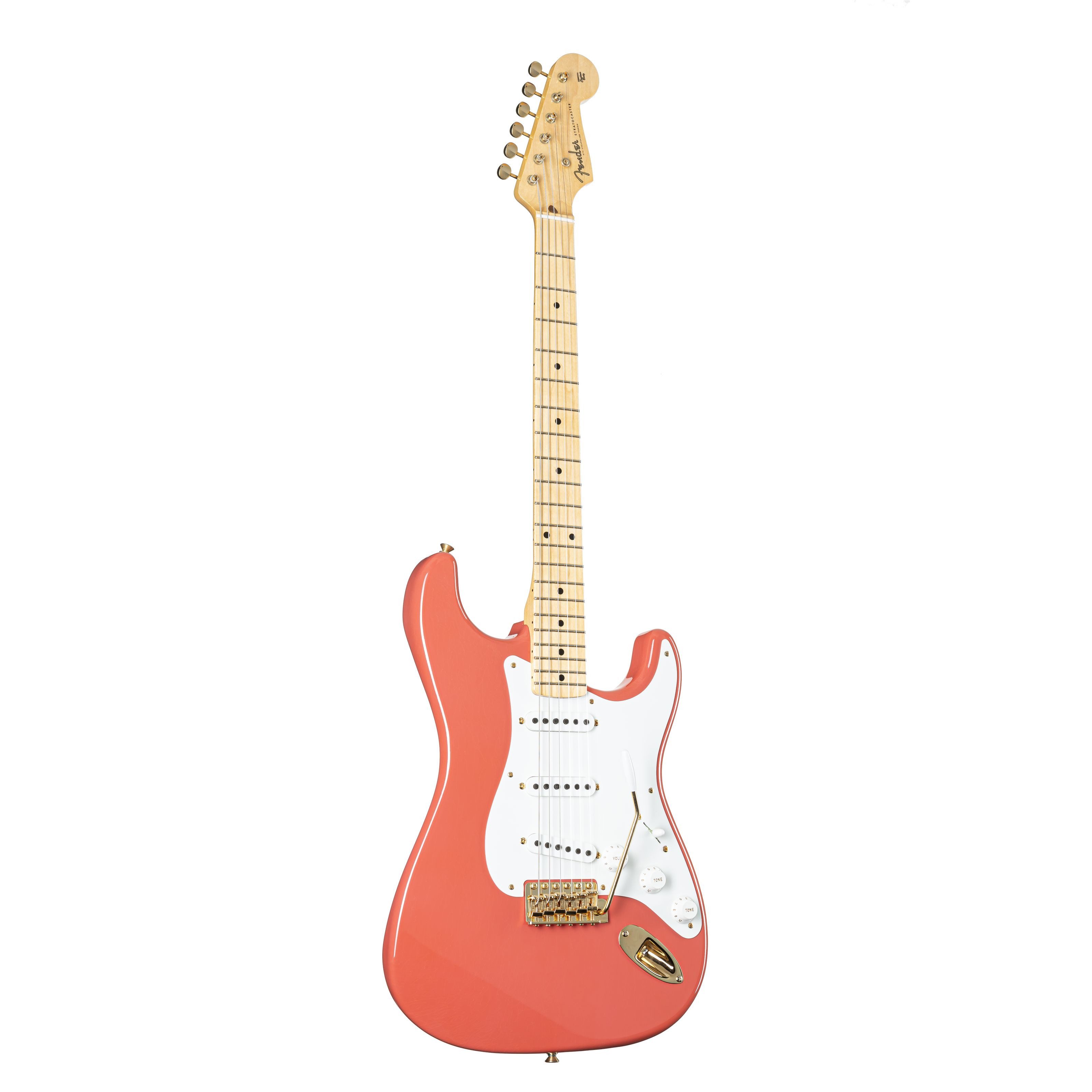 Fender E-Gitarre, E-Gitarren, Premium-Instrumente, 1955 Stratocaster DLX Closet Classic Faded Aged Fiesta Red - Custom