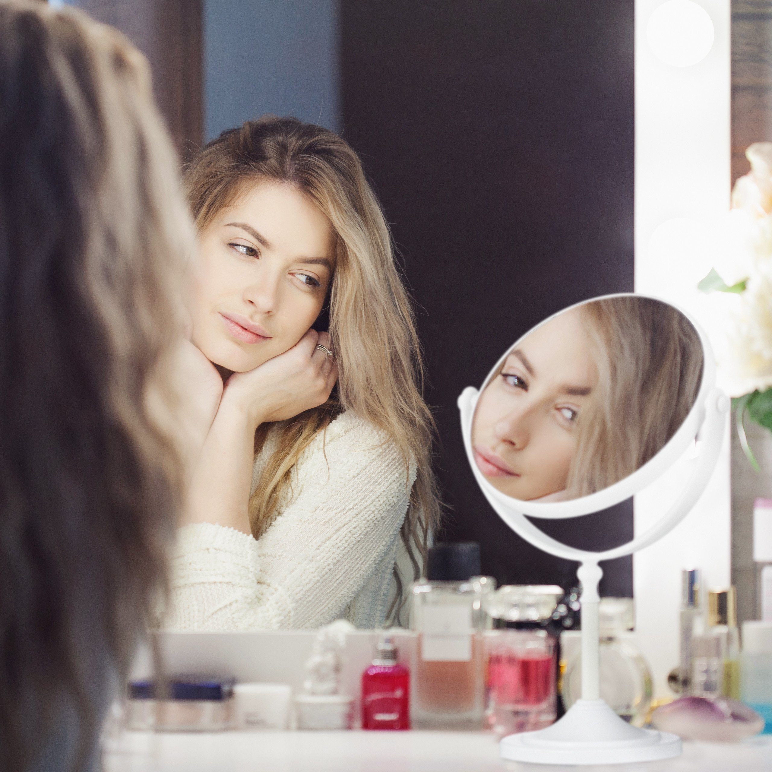 Kosmetikspiegel Weißer relaxdays Vergrößerung mit Kosmetikspiegel