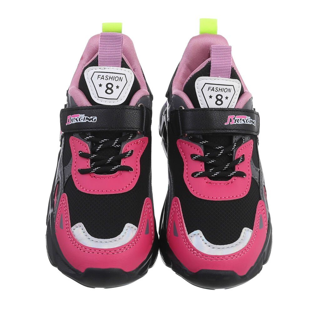 Damen in Low-Top Ital-Design Sneaker Freizeitschuhe Pink Flach Freizeit
