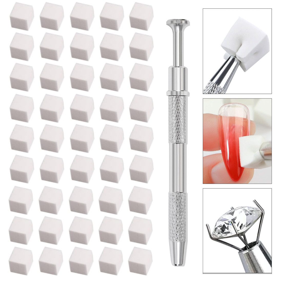 Nageldesign Zubehör 100 Stücke Nagelgradientenschwamm mit 4-Pfote Metall Greifer