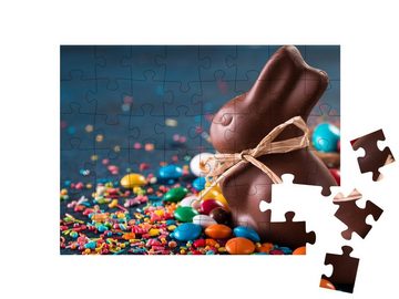 puzzleYOU Puzzle Osterhase aus Schokolade und buntes Zuckerwerk, 48 Puzzleteile, puzzleYOU-Kollektionen Festtage