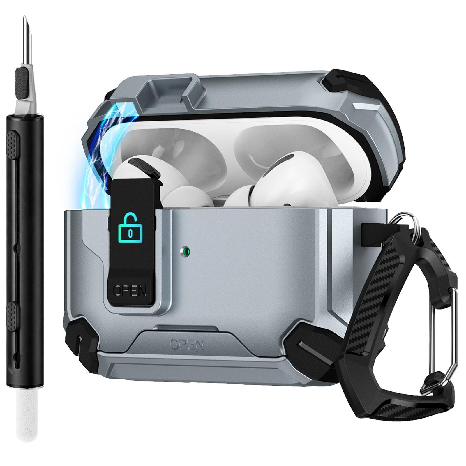 CoolGadget Kopfhörer-Schutzhülle für Apple AirPods Pro 3 Kunststoff, Stoßfest Ständer Clip Karabiner MagSafe Case Schutz Cover