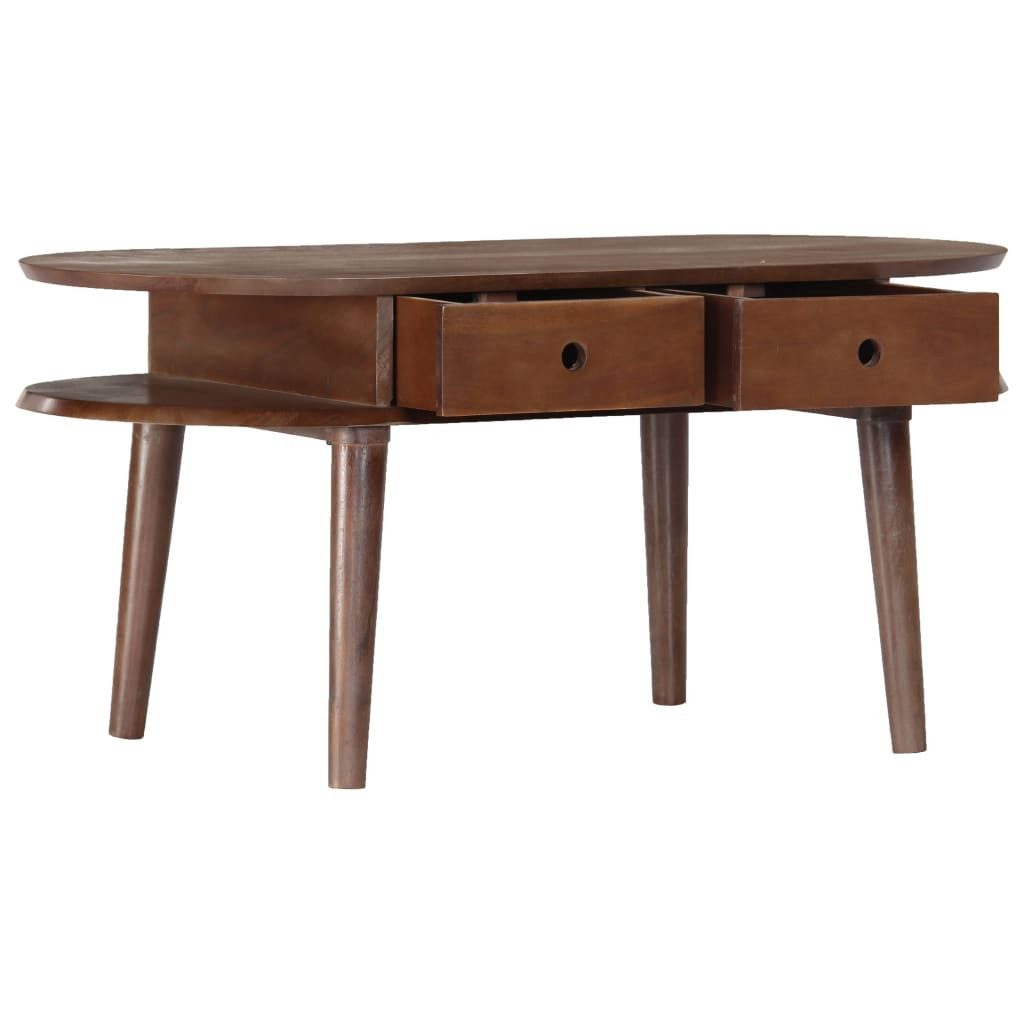furnicato Couchtisch Echtholz 100 x 50 x 46 cm mit 2 Schubladen (1-St), Witterungsbeständiger Kaffeetisch mit Stauraum für das Wohnzimmer