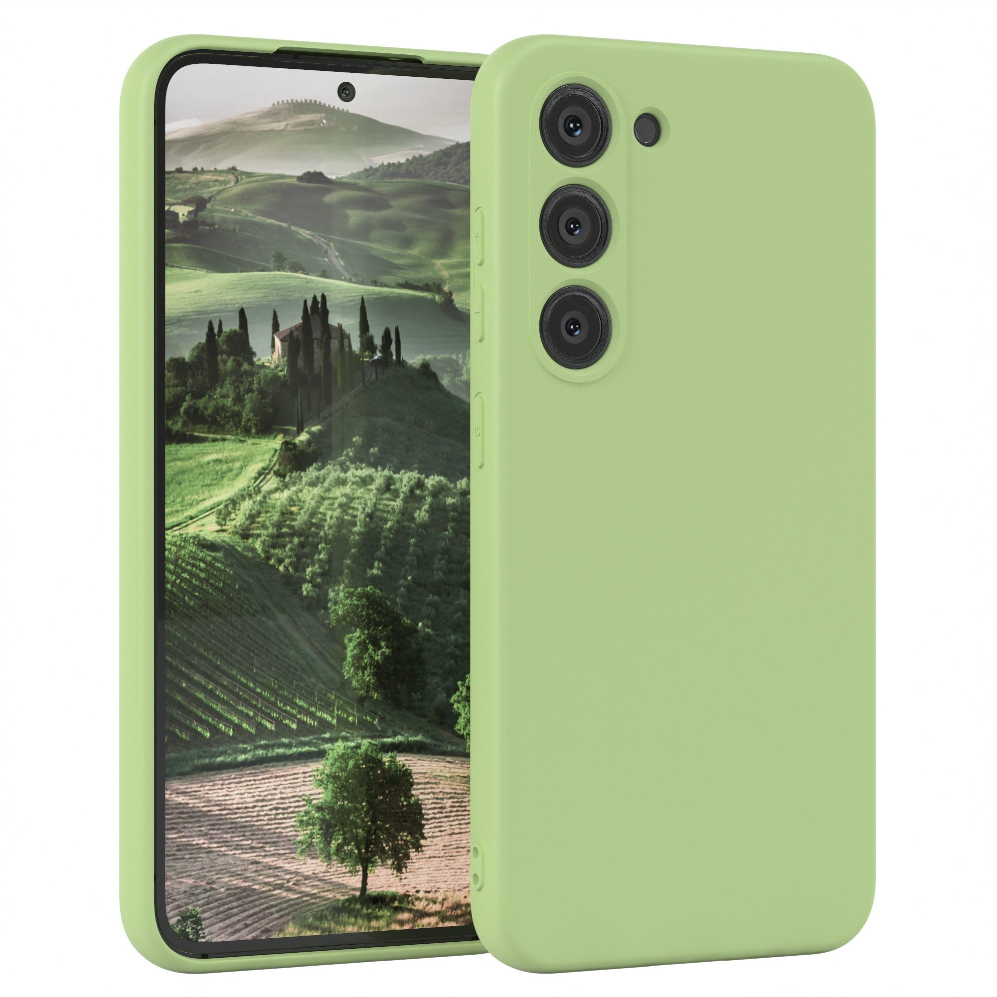 EAZY CASE Handyhülle für Samsung Galaxy S23 Hülle Silikon 6,1 Zoll, Smart Slimcover Matt Silikon Schutzhülle mit Kameraschutz tpu Grün
