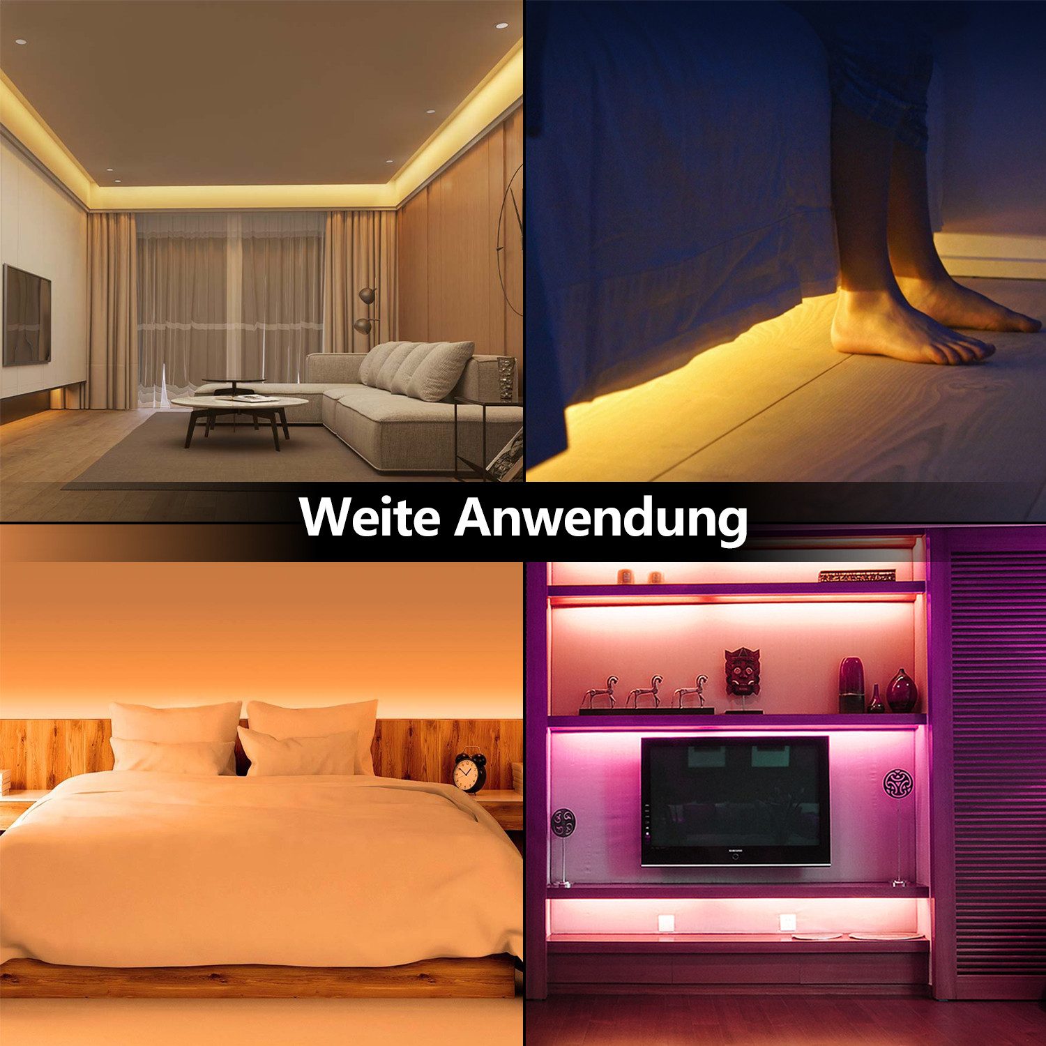 Clanmacy LED Stripe 1-10m LED Streifen Lichtband 5050SMD Leiste RGB Fernsteuerung LED Band, 30-flammig, Licht-Streifen Fernbedienung RGB Lichterkette 5050 SMD L – Bild 4 von 5