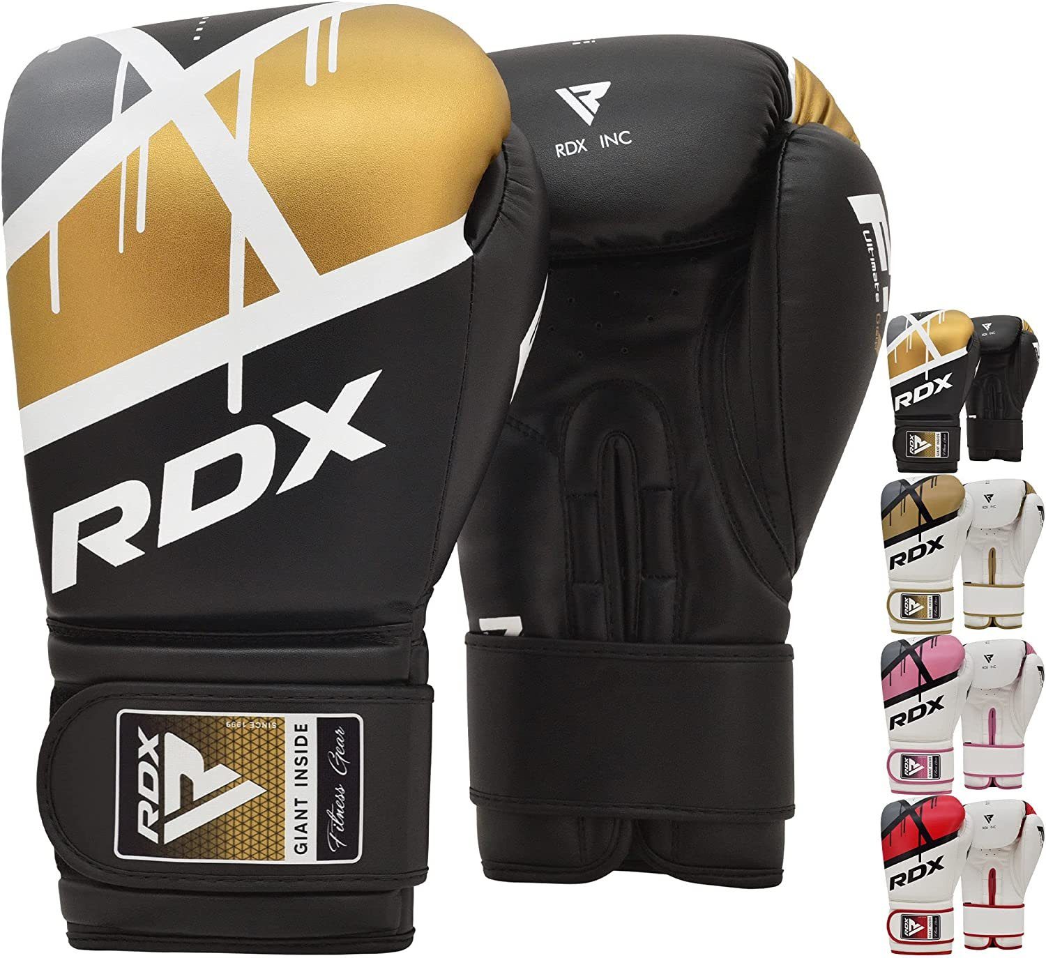 RDX Sports Boxhandschuhe RDX Boxhandschuhe Muay Thai Boxsack Training Sparring Kickboxing Black/Golden