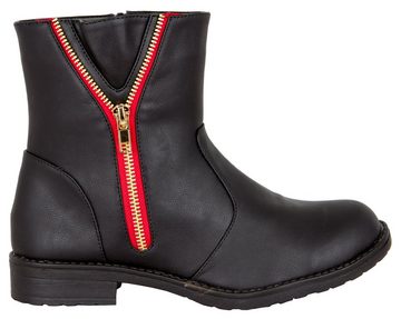 LOVENESS Damen Winterstiefelette LN01 Damenwinterstiefel Winterstiefel Stiefel Winterstiefelette Leichte Fütterung, Rote Zierreißverschlüsse