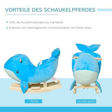 HOMCOM Schaukeltier Schaukelpferd Kinder Schaukel Blau, (1 tlg), 60L x 33B x 50H cm