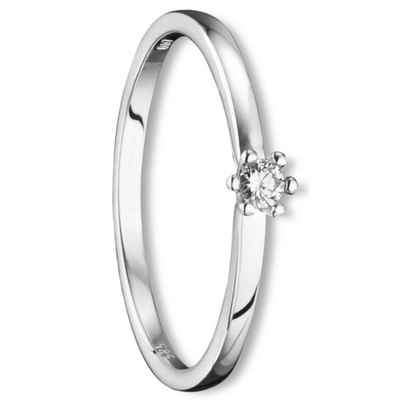 ONE ELEMENT Diamantring 0.07 ct Diamant Brillant Ring aus 585 Weißgold, Damen Gold Schmuck