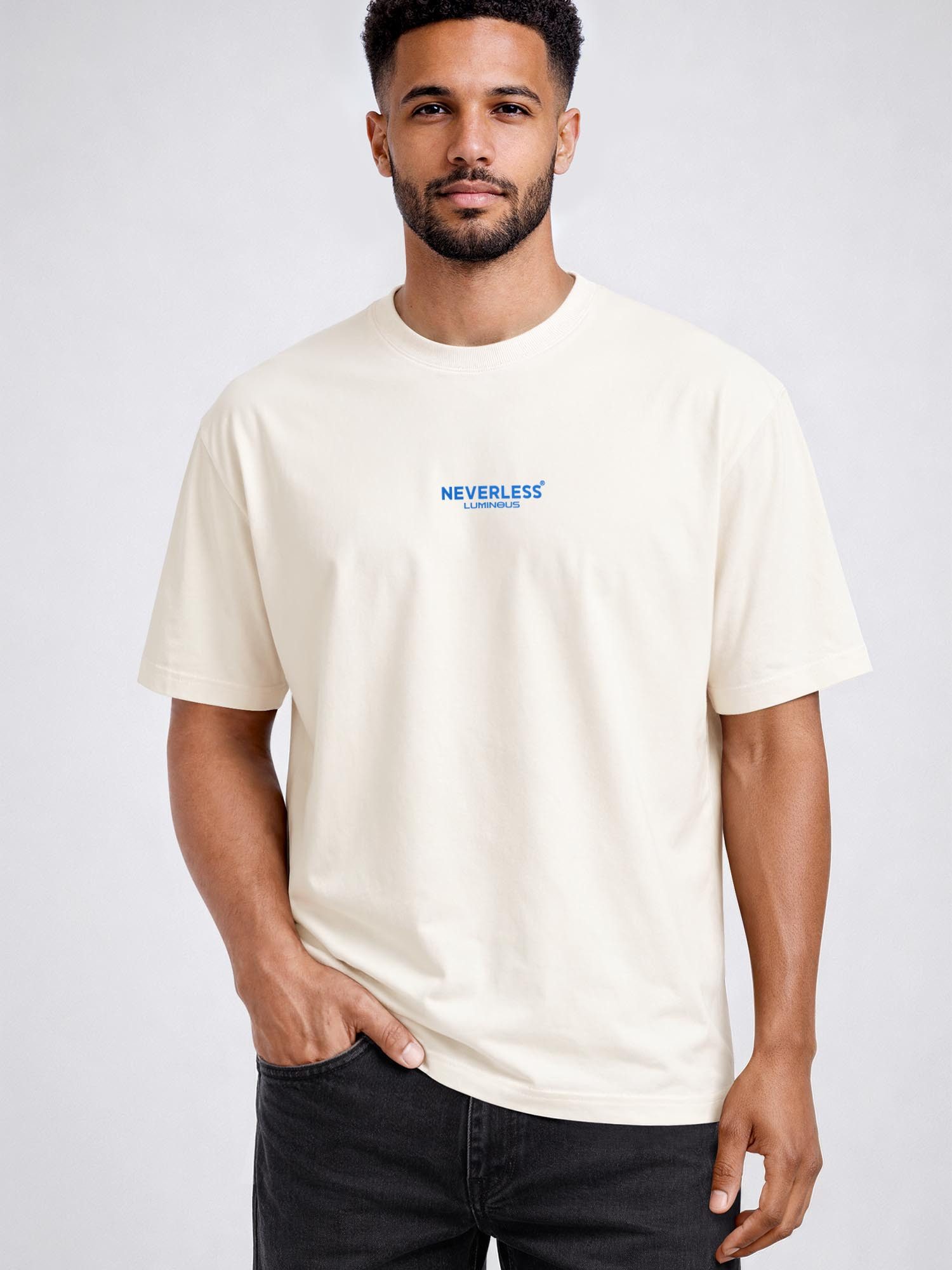 Neverless Oversize-Shirt Herren T-Shirt - Lumineus - Relaxed Fit Printshirt Sommer Fashion mit Print – Bild 4 von 5