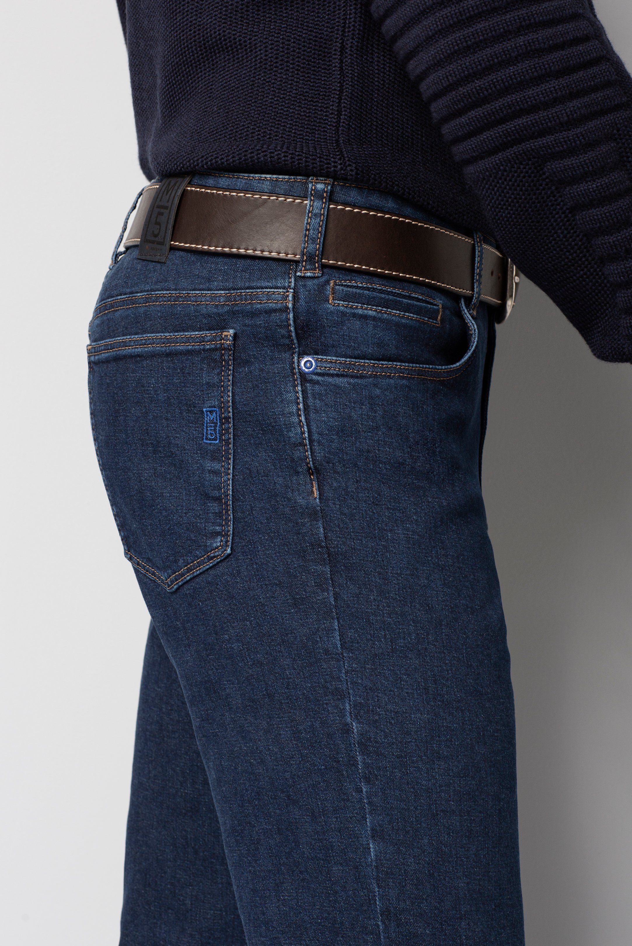 MEYER 5-Pocket-Jeans M5 Regular Fit Denim Dark Stretch Performance Super Stone Blue