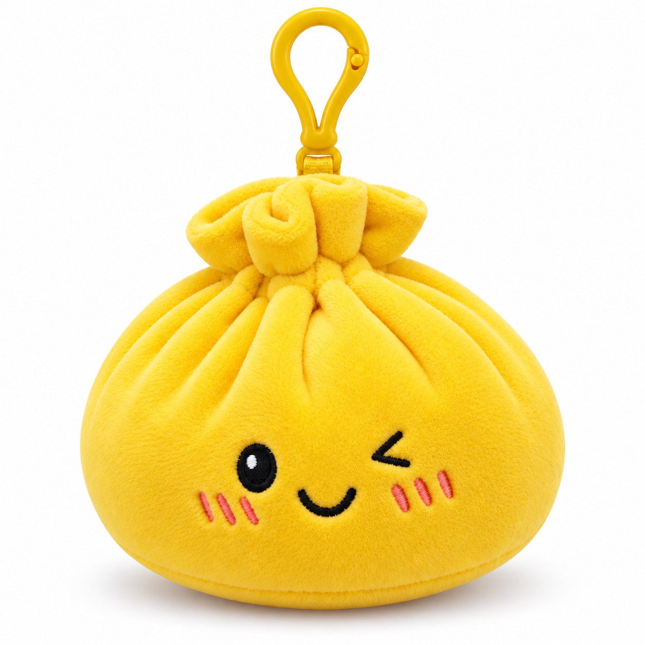 Bert Struis Gepäckanhänger Kawaii Dumpling Bagclip Taschenanhänger Schlüsselanhänger 12cm gelb (Set, 1-St., Geschenk-Set) Plüschanhänger mit niedlichem Kawaii-Gesicht Fluffige Polyesterfüllung