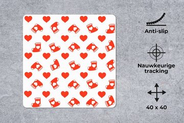 MuchoWow Gaming Mauspad Weihnachten - Muster - Valentinstag (1-St), Mousepad mit Rutschfester Unterseite, Gaming, 40x40 cm, XXL, Großes