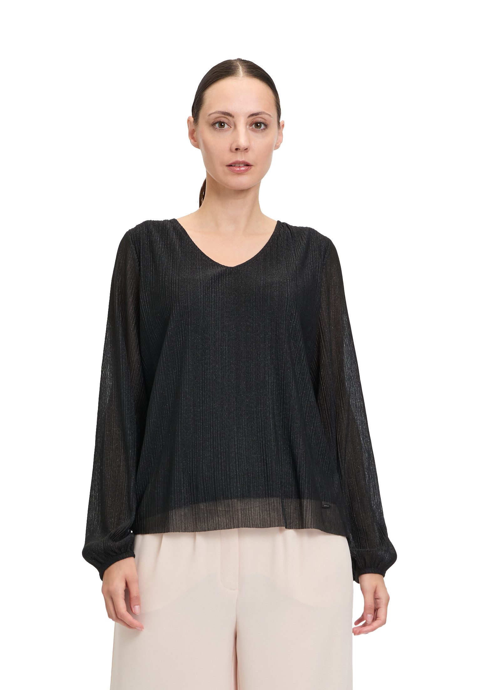 Betty&Co Kurzarmshirt Damen mit Lurexfaden (1-tlg) Glitzer