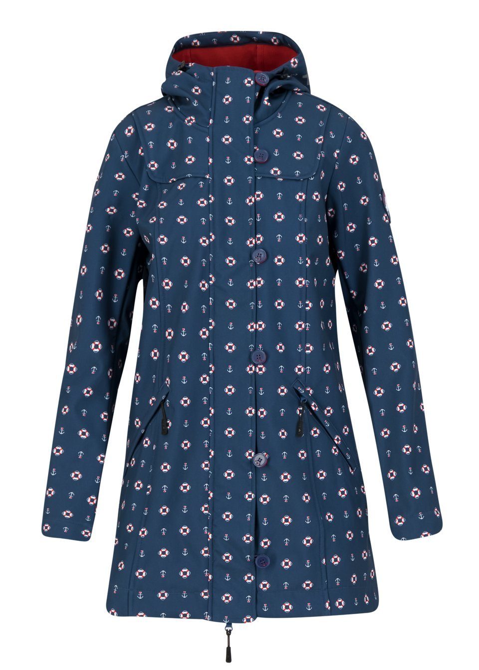 Blutsgeschwister Softshelljacke Blutsgeschwister Wild Weather Long Anorak Damen Jacke Softshell Mantel anchor hope love