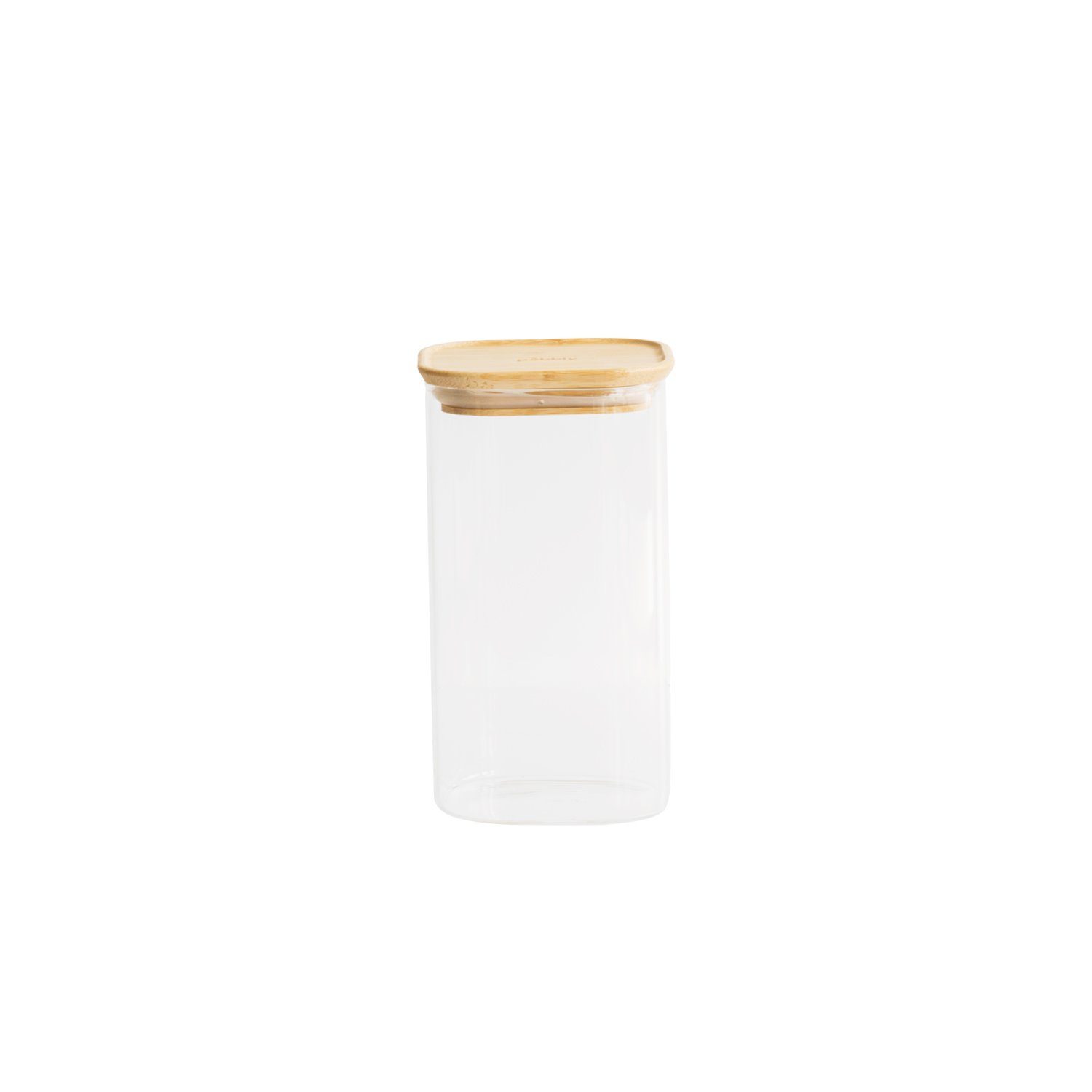Pebbly Vorratsdose Pebbly Glasbehälter quadratisch mit Bambusdeckel 1400 ml, Borosilikatglas, Bambus, Silikon