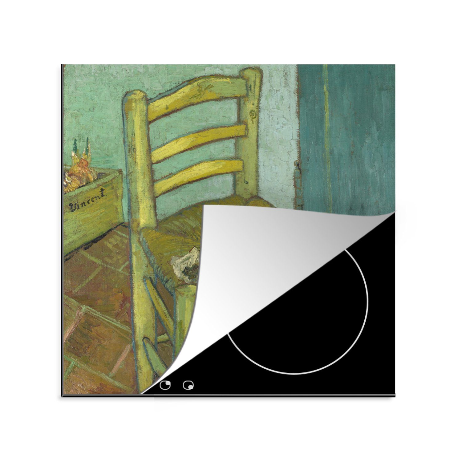 MuchoWow Herdblende-/Abdeckplatte Der Stuhl von Vincent - Vincent van Gogh, Vinyl, (1 tlg), 78x78 cm, Ceranfeldabdeckung, Arbeitsplatte für küche | Herdabdeckplatten