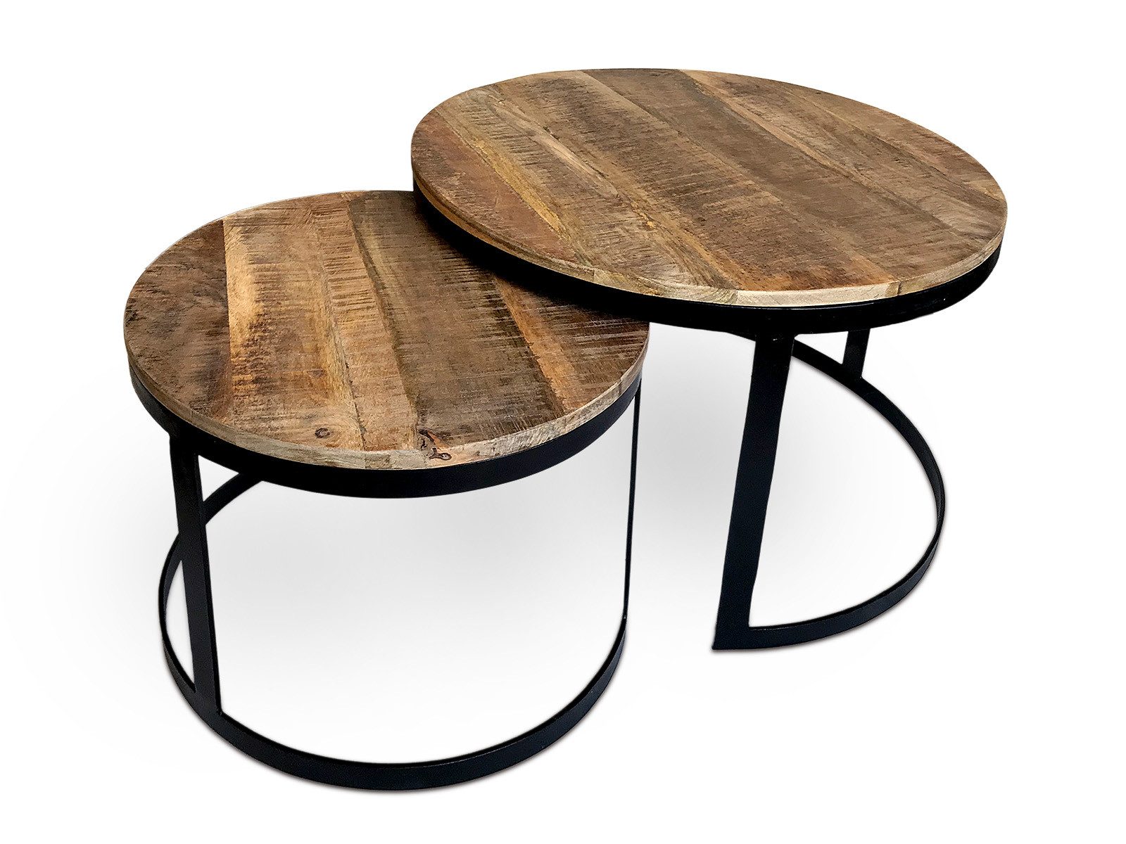 Couchtisch Couchtisch 2er Set rund Ø 58 cm mit Beistelltisch Ø 43 cm Metall-Geste