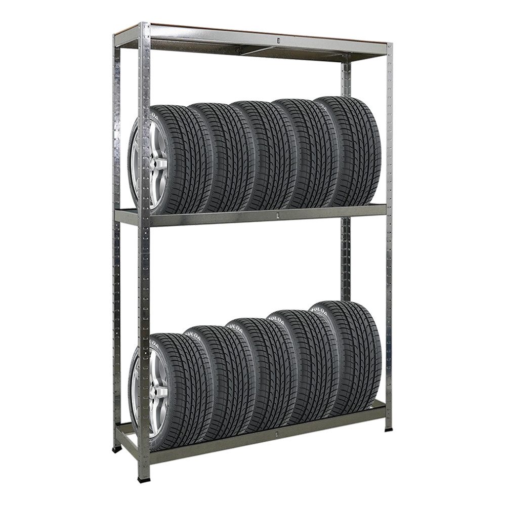 PROREGAL® Schwerlastregal Reifenregal Räderregal RAGNAR 180x120x40cm 8 Reifen + Ablage, Garagenregal Winterreifen Sommerreifen Allwetterreifen 265kg Fachlast