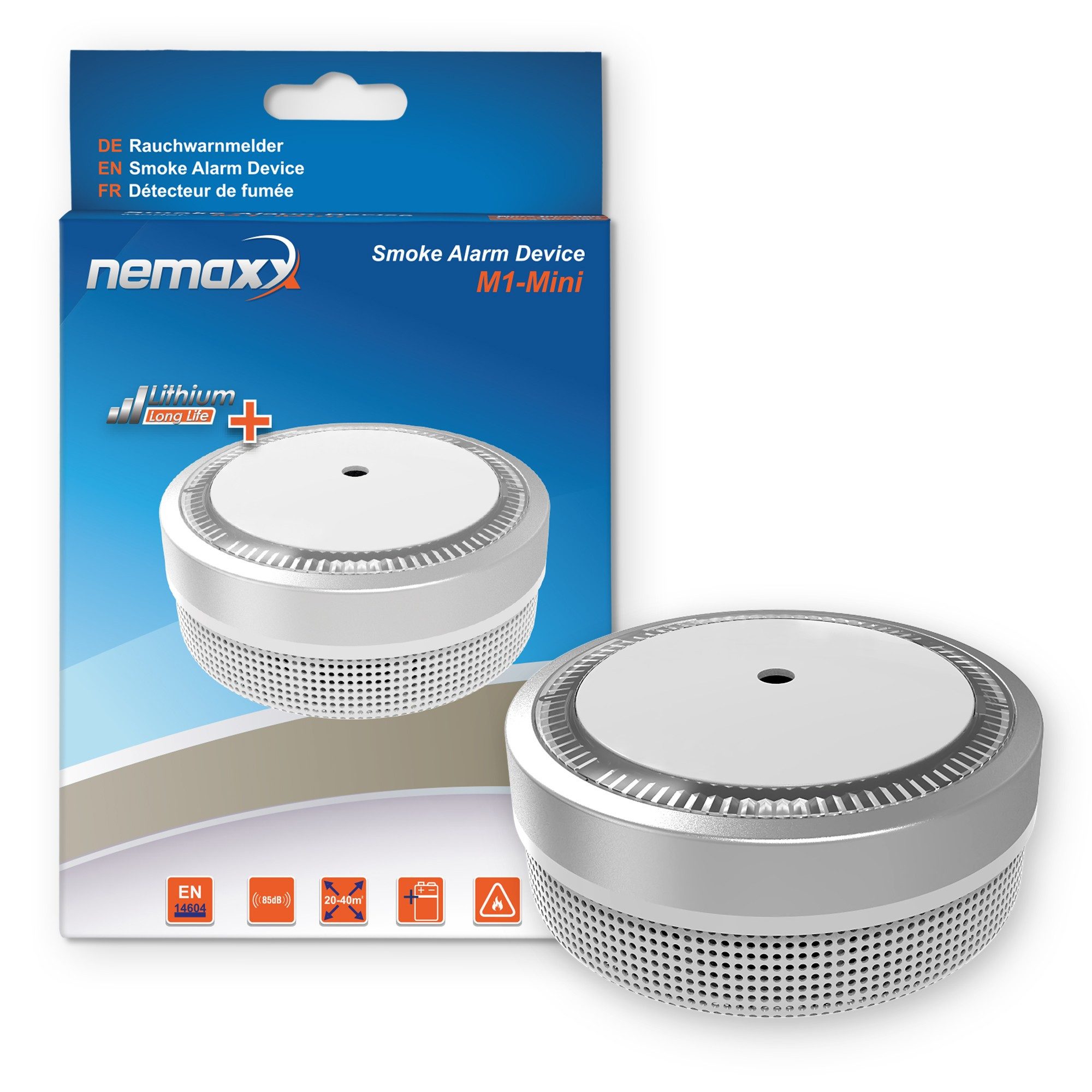 NEMAXX M1-Mini Детектор дыма silber nach DIN EN14604 & VdS Детектор дыма
