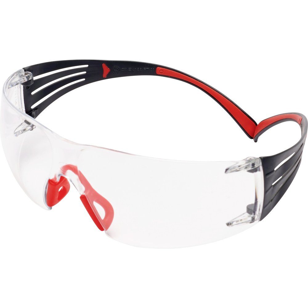 3M Arbeitsschutzbrille 3M SF401SGAF-RED Überbrille mit EN Grau Antibeschlag-Schutz DIN Rot