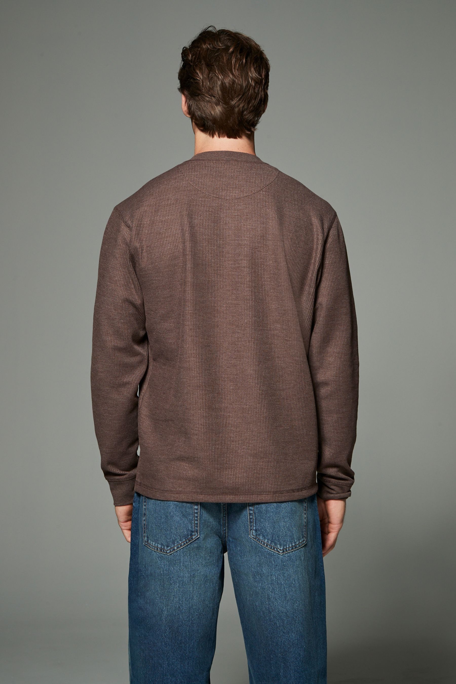Next Langarmshirt Strukturiertes Langarmshirt mit Grandad-Kragen günstig online kaufen