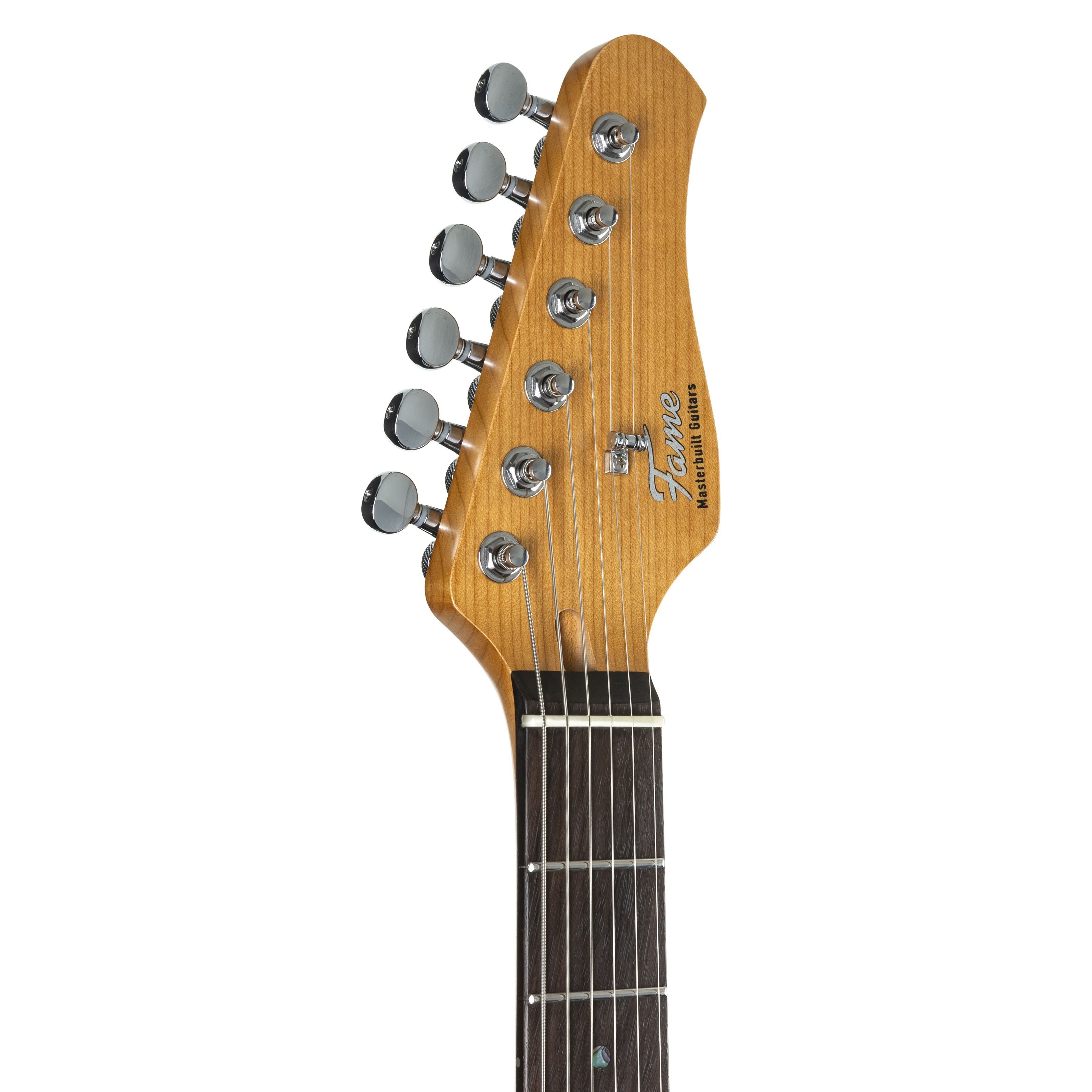 FAME E-Gitarre, E-Gitarren, ST-Modelle, Custom ST RW Worn Aqua over Sunburst - E-Gitarre