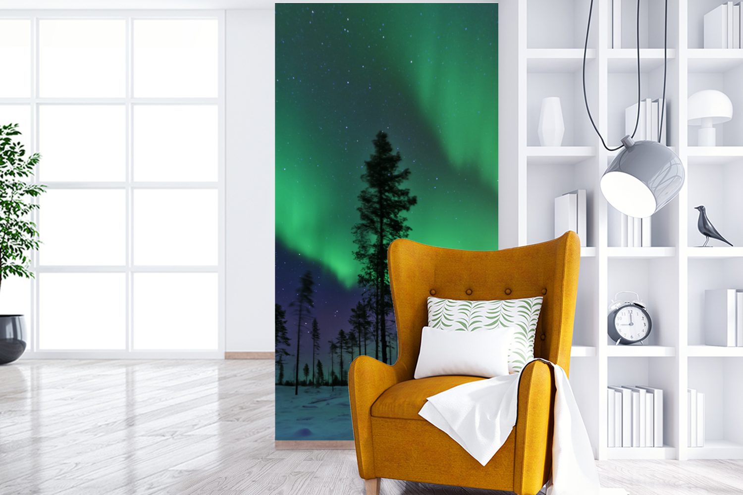 Schweden Nordlichter - - Boom, Wohnzimmer MuchoWow Schlafzimmer Vliestapete (2 St), Fototapete Fototapete für Matt, bedruckt, Küche,