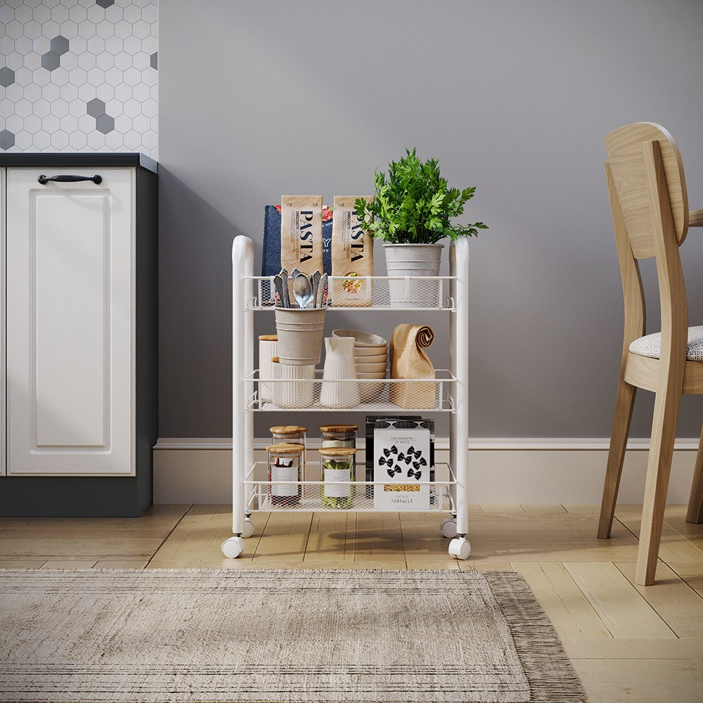 Vicco Barschrank Tarro, Weiß, 45 x 64 cm mit 3 Ablagefächern (1-St)