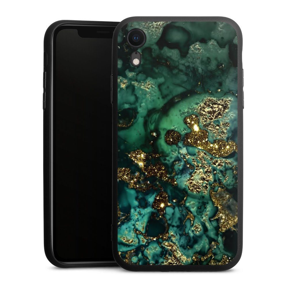 DeinDesign Handyhülle Marmor Glitzer Look Muster Cyan Glitter Marble Look, Apple iPhone Xr Silikon Hülle Premium Case Handy Schutzhülle