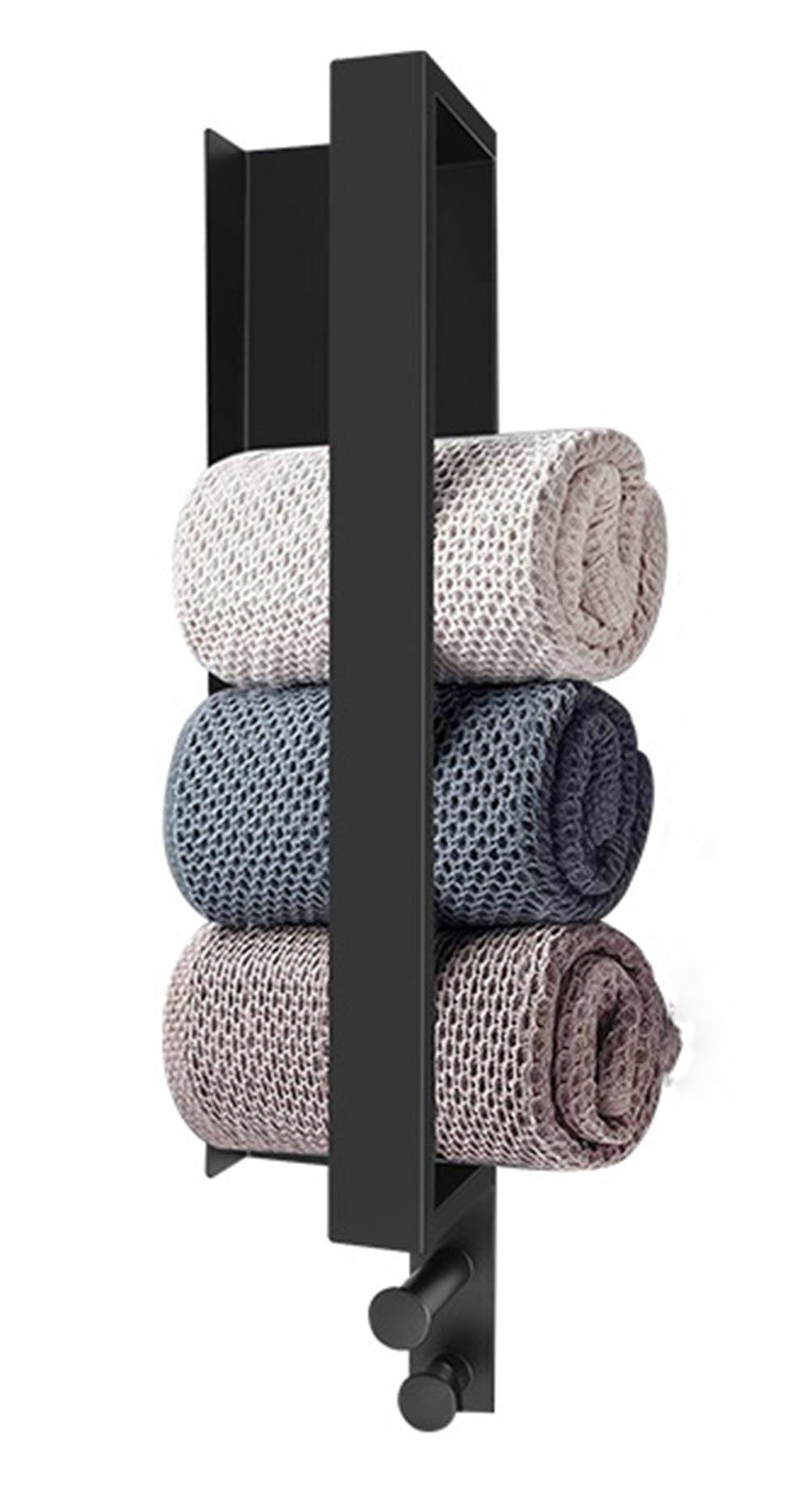 Haiaveng Handtuchhalter Handtuchhalter ohne Bohren,Handtuchstange Schwarz, für Badezimmer und Küche