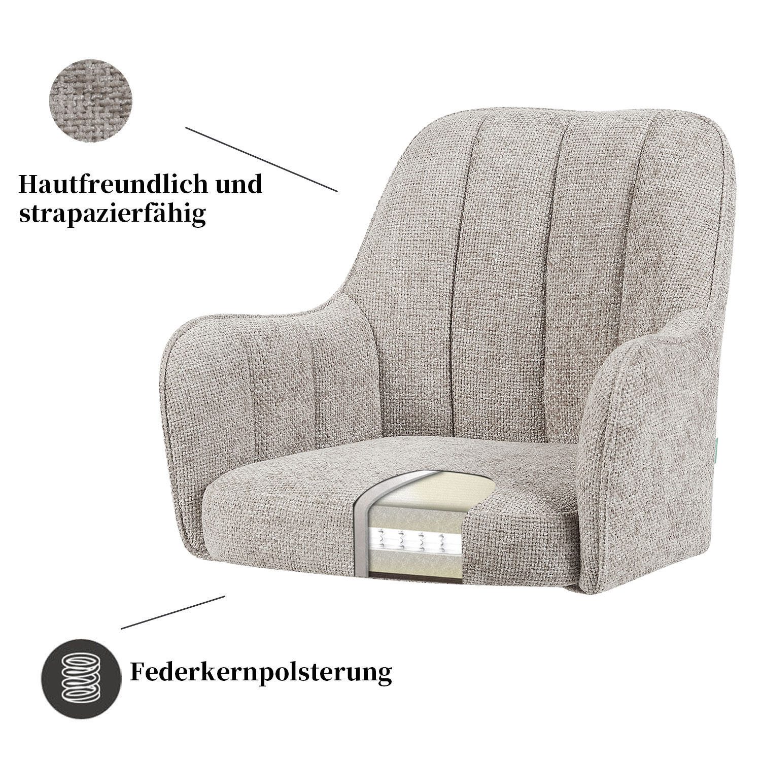 DUBI Möbel Polsterstuhl THOMAS-ZARA, 360° drehbar mit Federkernpolsterung