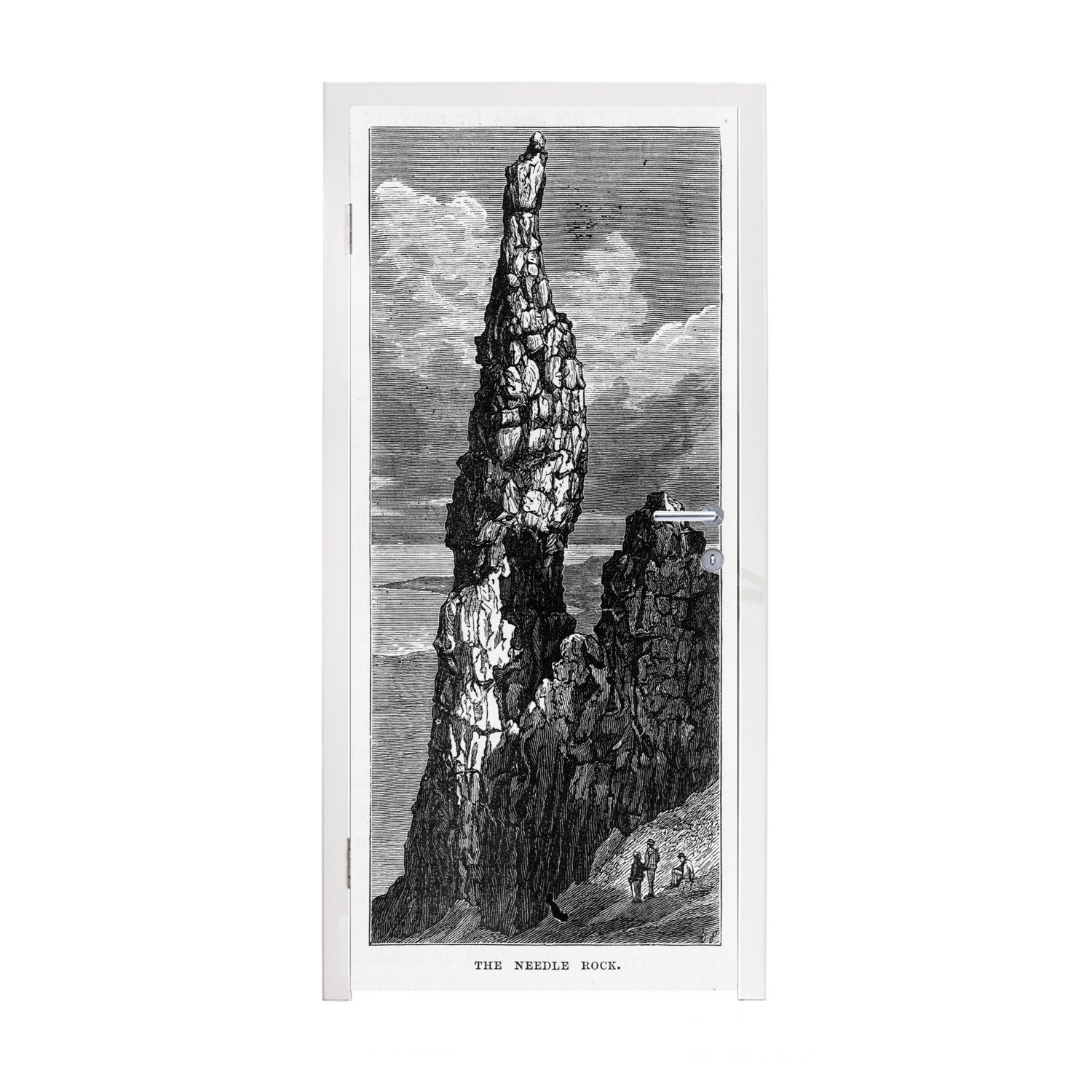 MuchoWow Türtapete Eine antike Illustration von Needle Rock auf der Isle of Skye, Matt, bedruckt, (1 St), Fototapete für Tür, Türaufkleber, 75x205 cm