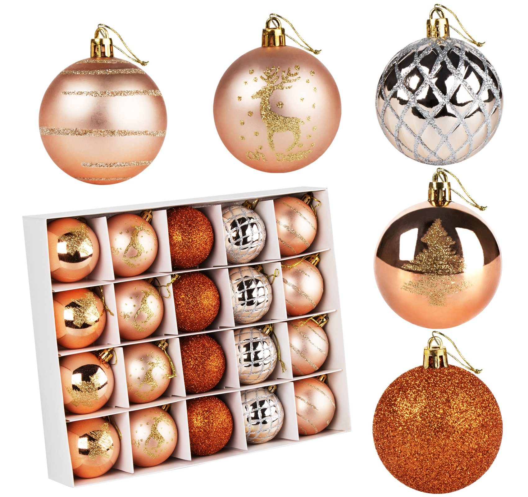 Weihnachtsdeko Christbaumkugeln Weihnachtsbaumkugel Homewit Weihnachtskugeln, Weihnachtsbaum 20-teilig Dekorationen Rosengold-6CM Weihnachtsbaumschmuck Weihnachtsbaumkugeln