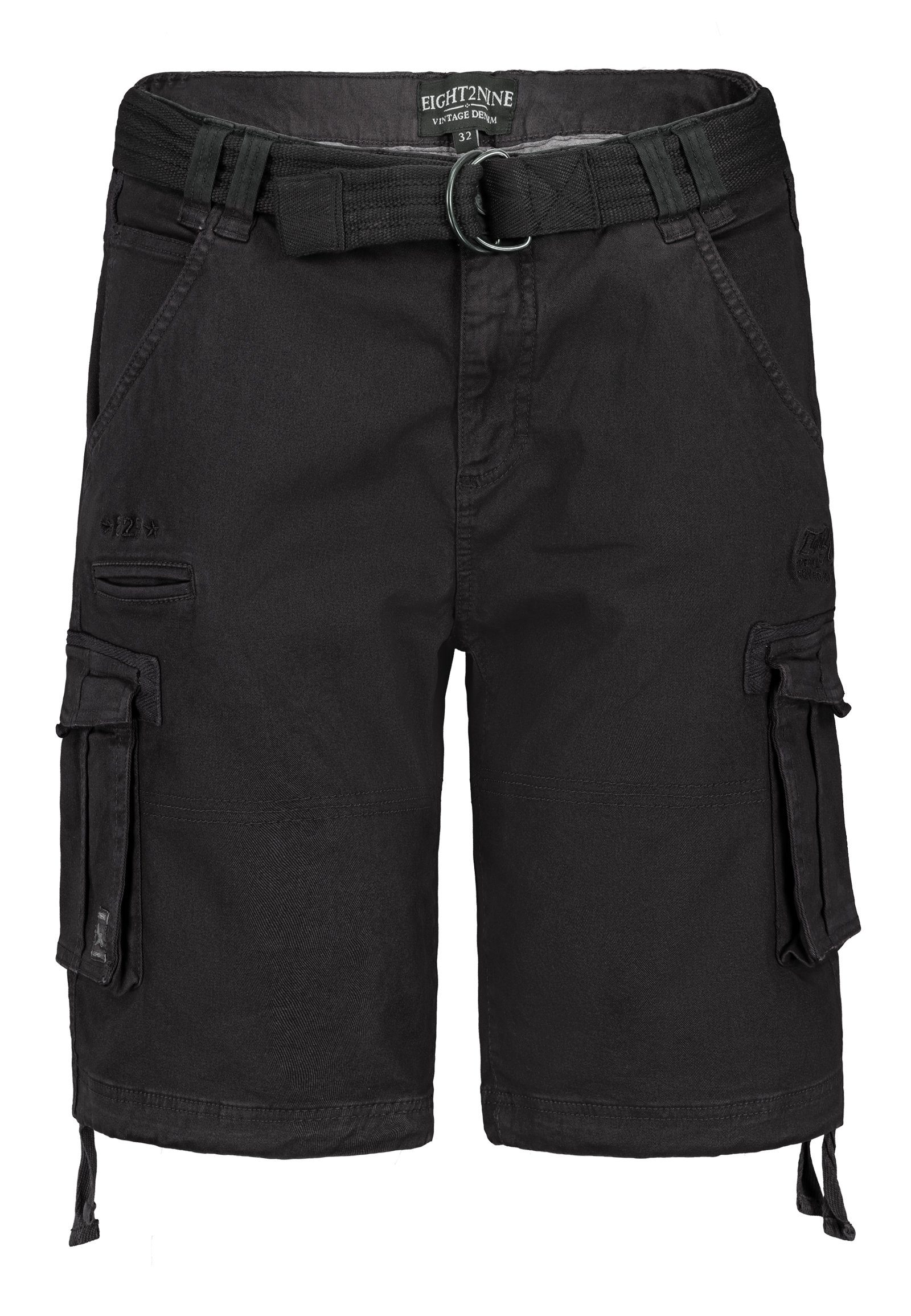 Eight2Nine Shorts Short Anthrazit Gürtel Herren + Bermuda Sommer Knielang Shorts kurze Hose Cargo