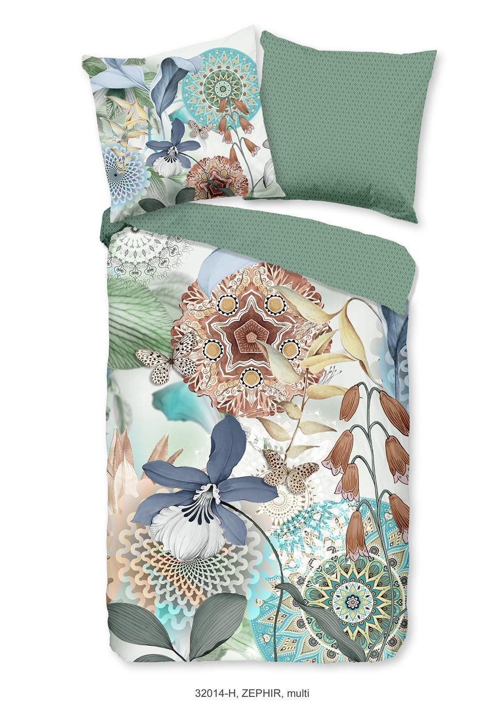 hip Bettwäsche Mako Satin Bettwäsche 135 X 200 cm + 1- 80 X 80 cm Zephir bunt mandala, Baumwolle, 2 teilig, bettwäsche 135x200 baumwolle sale warm weihnachten 135x200 bettbezug