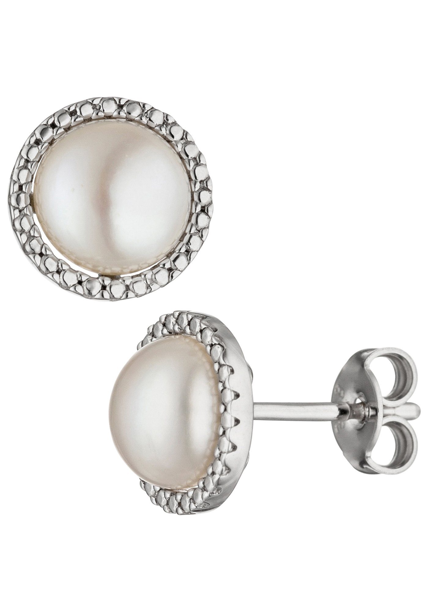 JOBO Perlenohrringe, 333 Weißgold mit S...