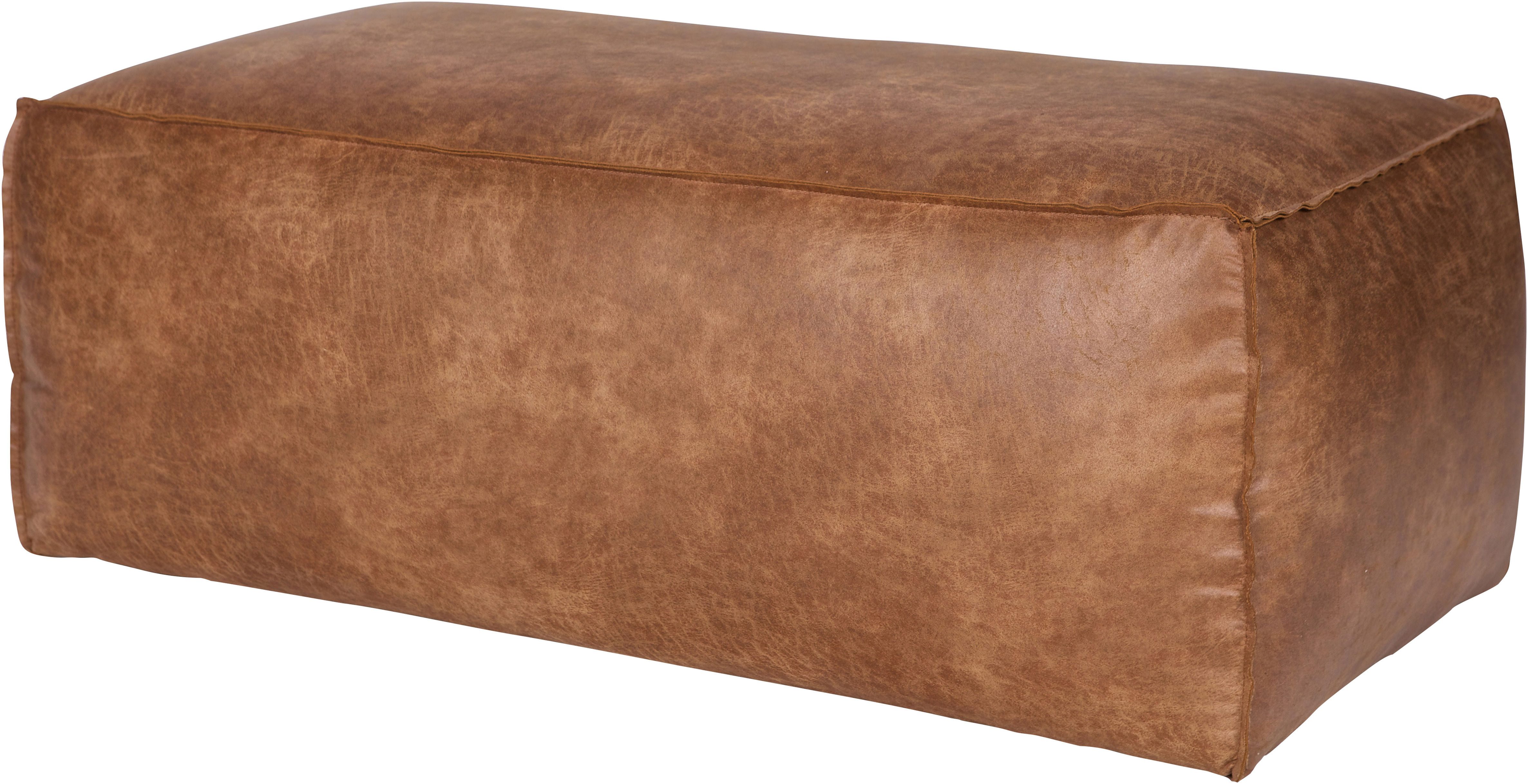 WOOOD Hocker Rodeo mit Recycling-Kunstleder, B 120 x T 60 x H 43 cm, Aus echten Lederresten, pflegeleicht, kombinierbar in der Rodeo-Serie