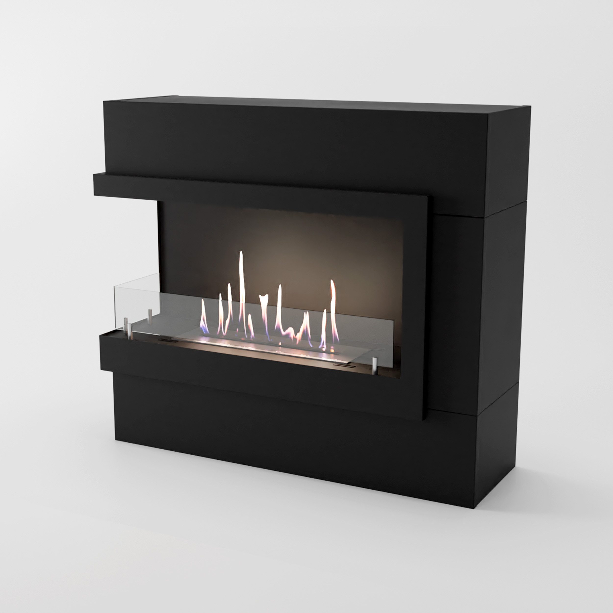 GLOW FIRE Echtfeuer-Dekokamin Halden Mini links Ethanol Kamin, Bioethanol Kamin mit 3h Brenndauer, Heizleistung bis 2kw