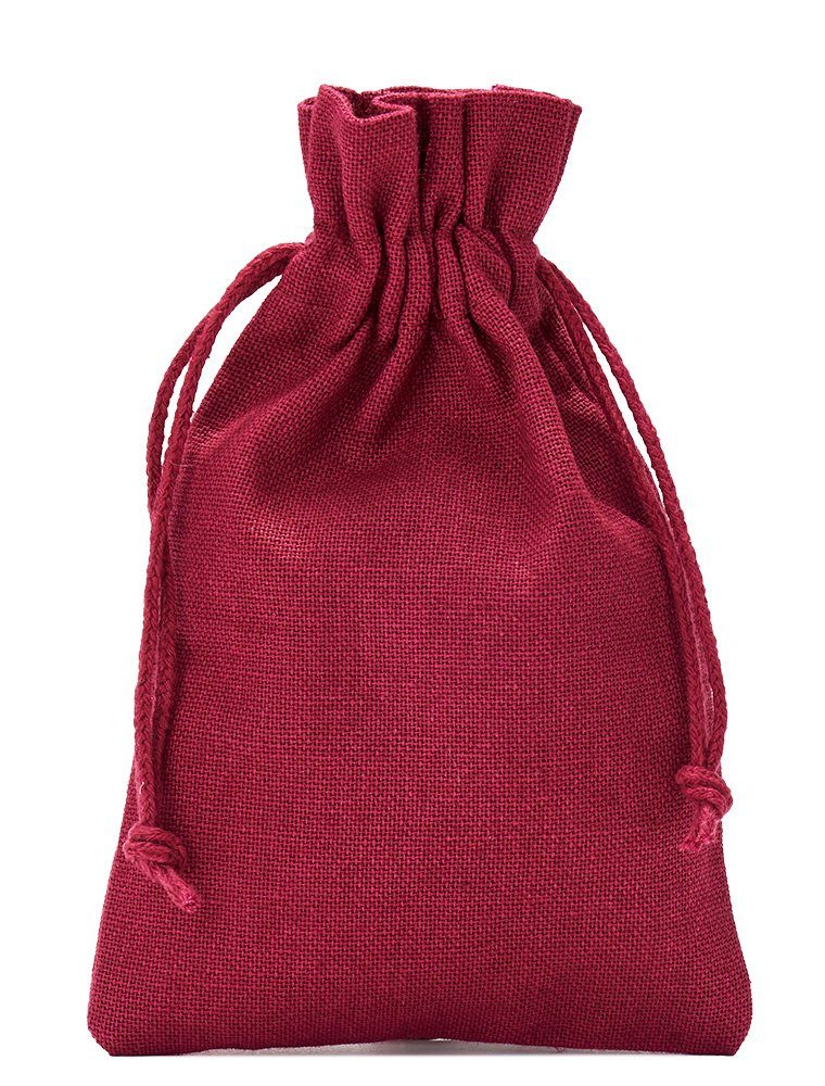 Aufbewahrungstasche 3 Baumwollsäckchen, Stoffbeutel, Geschenkbeutel - bordeaux -