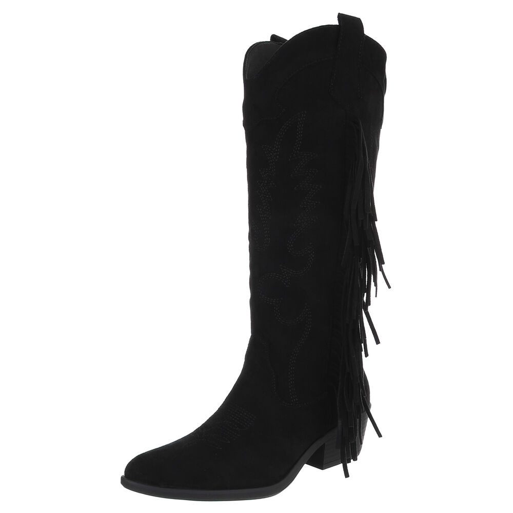 Ital-Design Elegante Damenstiefel mit Fransen für günstig online kaufen