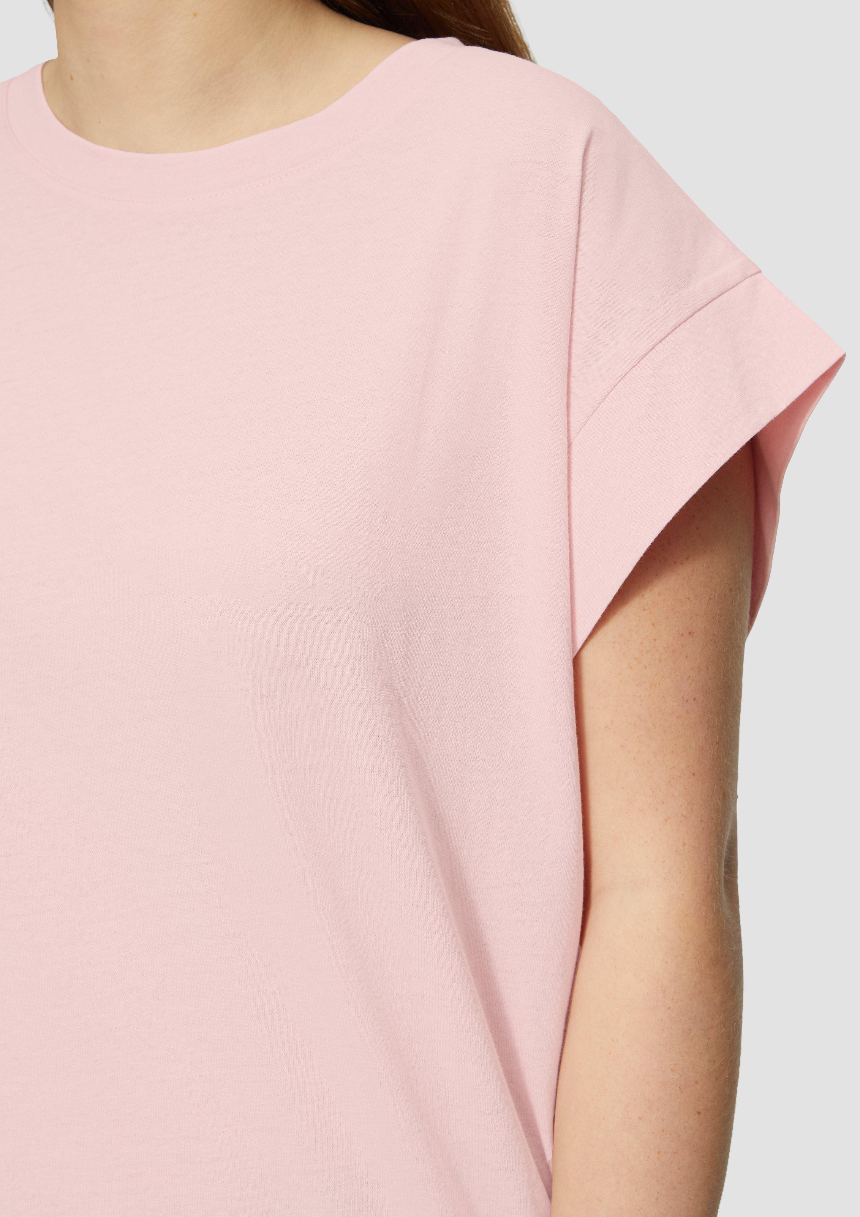 QS Kurzarmshirt Baumwollshirt mit Schulterdetail Insert günstig online kaufen